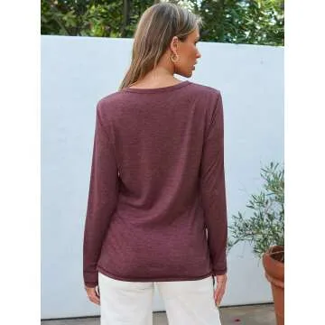 AUTOMET Long Sleeve Round Neck Tee Shirt for Fall