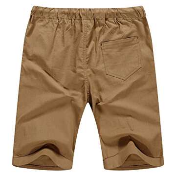 Sailwind Men’s Linen Shorts Casual Drawstring Summer Beach Shorts US Medium Dark Khaki