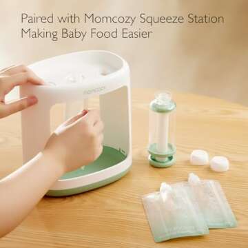 Momcozy Reusable Baby Food Pouches for Toddlers,BPA Free Plastic,Food Safe,Freezer Safe,Refillable for Applesauce Yogurt & Puree Squeeze Pouch,10 packs,3.4-4oz