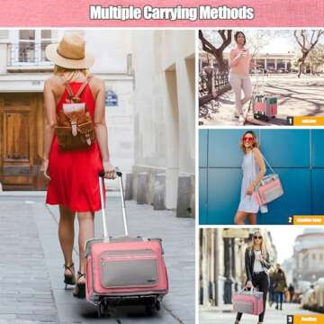 FINESUN Teacher Bag Craft Bag with Detachable Dolly Multifunctional Rolling Bag Briefcase Wheeled Bag for Work,Teaching,Office,Craft Rolling Tote Bag