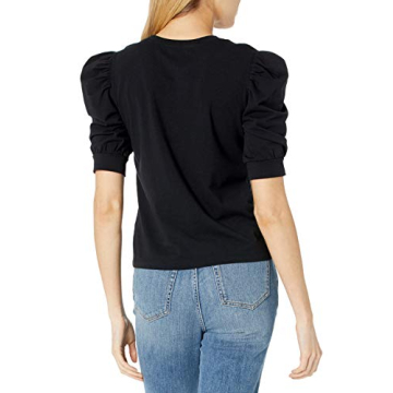 The Drop Women's Mariko Puff Sleeve Crew Neck T-Shirt Black