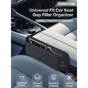 Owntow Universal Fit Car Gap Filler, Premium Leather Seat Gap Filler Organizer, SUV Truck Essentials...