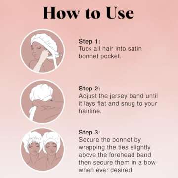 Kitsch XL Satin Sleeping Bonnets for Women - Softer Than Silk Hair Bonnet for Sleeping, Night Cap for Curly, Textured & Perfectly Styled Hair, Large Sleep Bonnets Prevents Breakage & Tangles - Blush