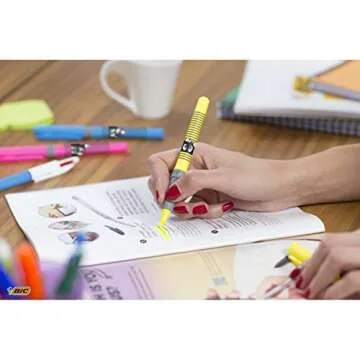 Bic Highlighter Grip Pens - 4 Pastel Colors with Anti-Drying Technology
