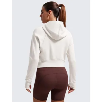 CRZ YOGA Cropped Fleece Zip Up Hoodie for Women