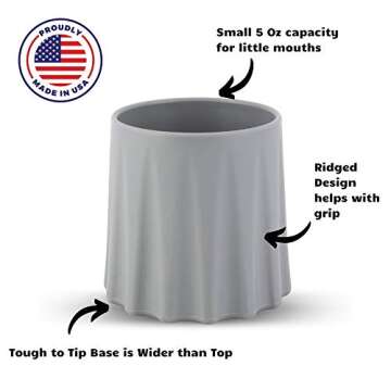 EZTOTZ Tough To Tip BPA Free Plastic Baby Cups USA Made - Open Top Cups For Kids - Tip Resistant Kid...