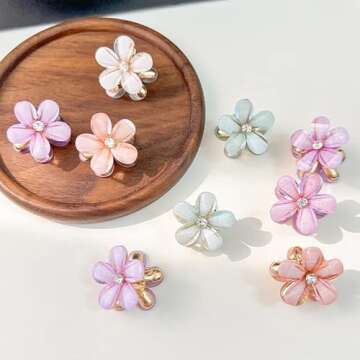 20 Pcs Flower Hair Claw Clips, Multi-color Mini Small Cute Clips Decorative Hair Styling Accessories for Girls and Women Birthday Gifts with Container (5 colors)