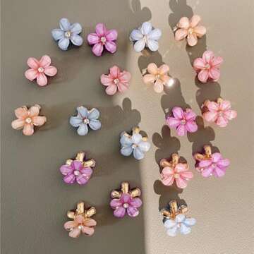 20 Pcs Flower Hair Claw Clips, Multi-color Mini Small Cute Clips Decorative Hair Styling Accessories for Girls and Women Birthday Gifts with Container (5 colors)