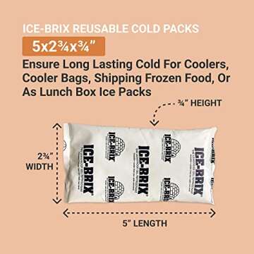 AVIDITI Ice-Brix Ice Packs: Food-Safe Reusable Refrigerant Gel Ice Packs for Instant Reliable Cold i...