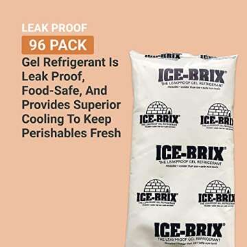 AVIDITI Ice-Brix Ice Packs: Food-Safe Reusable Refrigerant Gel Ice Packs for Instant Reliable Cold in Coolers, Shipping, or Lunch Box - 5” x 2 ¾”, (96 Pack)