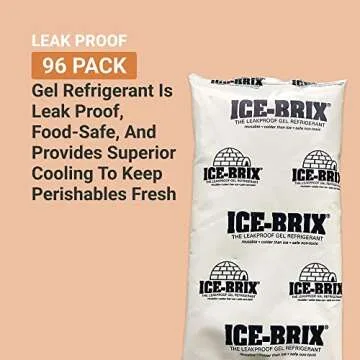 AVIDITI Ice-Brix Ice Packs: Food-Safe Reusable Refrigerant Gel Ice Packs for Instant Reliable Cold in Coolers, Shipping, or Lunch Box - 5” x 2 ¾”, (96 Pack)