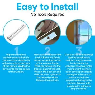 Lock-it Block-it Adjustable Window Security Bar for Home Safety