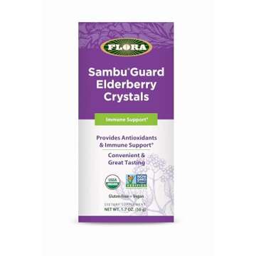 Flora - SambuGuard Elderberry Crystals, Provides Antioxidants & Immune Support, Strengthen Immunity, Detox Body, Boost Energy, 1.7-oz. Powder