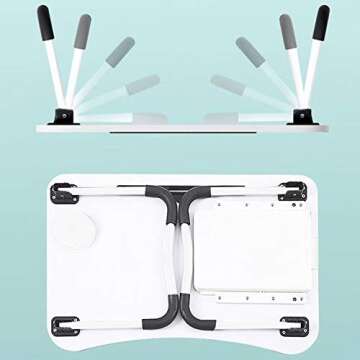 23.6'' Ergonomic Lap Desk with Storage Drawer & Cup Holder, Foldable Laptop Bed Table for Home Offic...