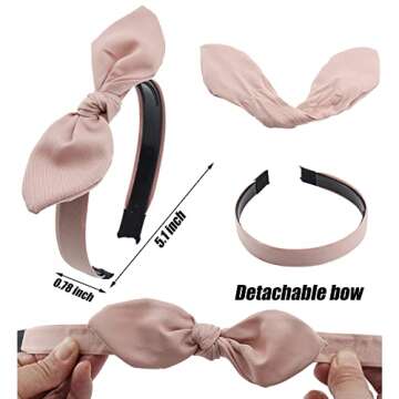Carede Solid Bow Headbands for Women Twist Knot Headbands Wired Rabbit ears Plastic Headbands with T...
