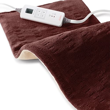 Sunbeam XL Back, Neck, and Shoulder Heat Therapy, 12 x 24 with Auto Shut Off, 6 Settings, Machine-Washable, Comfortable Microplush Fabric - Burgundy