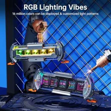 Divoom Times Gate - Cyberpunk Gaming Setup Digital Clock with Smart APP Control, WiFi Connect, RGB LED Display, Personalized Dashboard, Pixel Art for Gaming Room & Office Decor(Sliver)