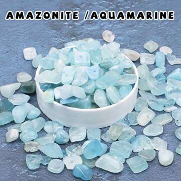 500 pcs Natural Chip Stone Beads, Amazonite Aquamarine 5-8 mm Irregular Gemstones Healing Crystal Lo...