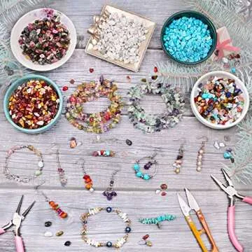 500 pcs Natural Chip Stone Beads, Amazonite Aquamarine 5-8 mm Irregular Gemstones Healing Crystal Loose Rocks Bead Hole Drilled for Jewelry Making Bracelet