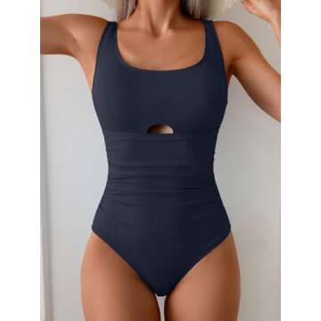 Stylish Aidonger Ribbed Swimsuit with Tummy Control