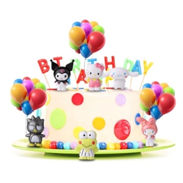 6 Pack Cute Cartoon Birthday Cake Toppers for Kids Parties