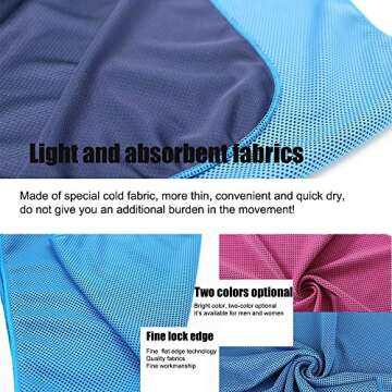 TANCANO Cooling Towel Microfiber Towels for Instant Relief Sports Towel Headwear for Golf Swimming Football Workout Gym 40"x12" Travel Towel for Sweat,Blue