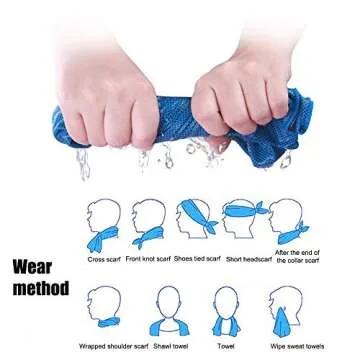 TANCANO Cooling Towel Microfiber Towels for Instant Relief Sports Towel Headwear for Golf Swimming Football Workout Gym 40"x12" Travel Towel for Sweat,Blue