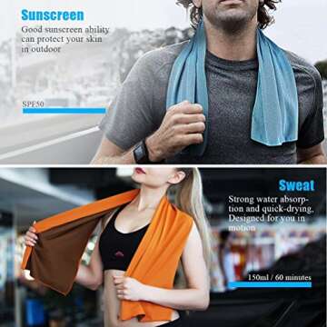 TANCANO Cooling Towel Microfiber Towels for Instant Relief Sports Towel Headwear for Golf Swimming Football Workout Gym 40"x12" Travel Towel for Sweat,Blue