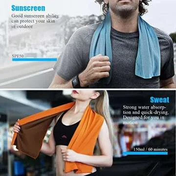 TANCANO Cooling Towel Microfiber Towels for Instant Relief Sports Towel Headwear for Golf Swimming Football Workout Gym 40"x12" Travel Towel for Sweat,Blue