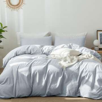 MooMee 100% Washed Cotton Duvet Cover Set - King Size