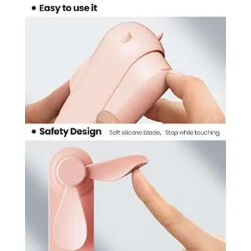 Gaiatop Portable Handheld Fan, Mini Rechargeable Folding Fans with Power Bank USB Battery Operated, Small Pocket Design for Eyelash Girls Women Travel Outdoor Pink