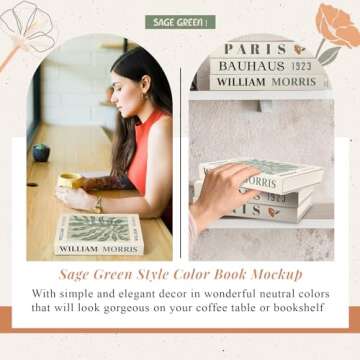 Skyygemm 3 Pcs Decorative Books for Home Decor, Coffee Table Books Decor Aesthetic Faux Books for Decoration Sweet Stacked Books, 10x6.7x1.4in(Sage Green)