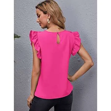 Milumia Women's Elegant Ruffle Blouse - Stylish Work Top