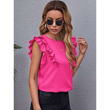 Milumia Women's Elegant Ruffle Blouse - Stylish Work Top