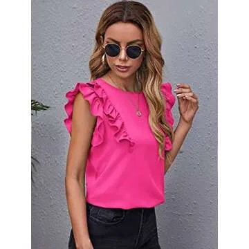 Milumia Women's Elegant Ruffle Blouse - Stylish Work Top