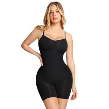 Popilush Body Shaper for Women Under Dress Full Bust Tummy Control Seamless Shapewear Black