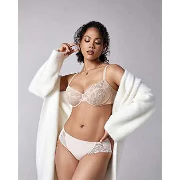 DELIMIRA Women's Lace Balconette Bra Plus Size 36C