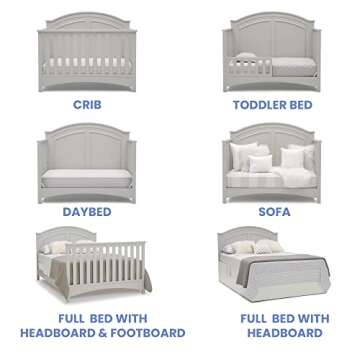 Delta Children Perry 6-in-1 Convertible Crib - Greenguard Gold Certified, Moonstruck Grey