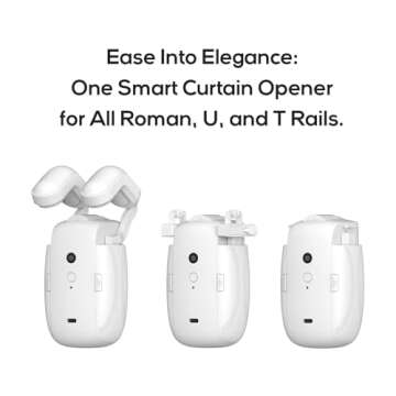 Automatic Curtain Opener and Closer - Smart Curtain Opener Electronic for Roman/U/T Rails, Bluetooth Curtain Opener with App/Timer, compatible with Alexa and Google Home, Electric Curtains with Remote