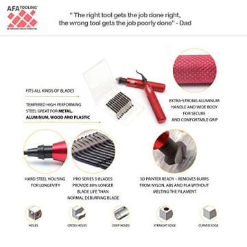 AFA Tooling Deburring Tool with Extra Blades for Precision