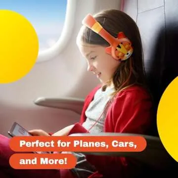 Kidrox Wired Toddler Headphones for 1-7 Years Old — 85dB Volume Limited Baby Headphones for Plane & Car Travel — Children Headphones for Airplane, iPad & Tablet Kids Headphones with Cord for Children