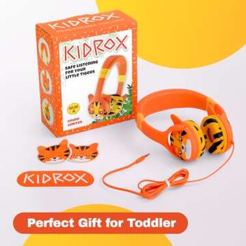 Kidrox Wired Toddler Headphones for 1-7 Years Old — 85dB Volume Limited Baby Headphones for Plane & Car Travel — Children Headphones for Airplane, iPad & Tablet Kids Headphones with Cord for Children