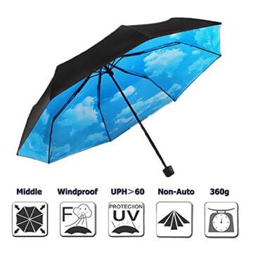 ColorDrip Unisex Adult's Blue Sky White Clouds Folding Travel Umbrella