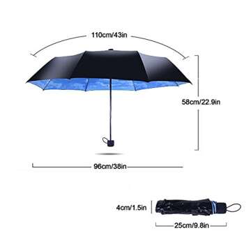 ColorDrip Unisex Adult's Blue Sky White Clouds Folding Travel Umbrella