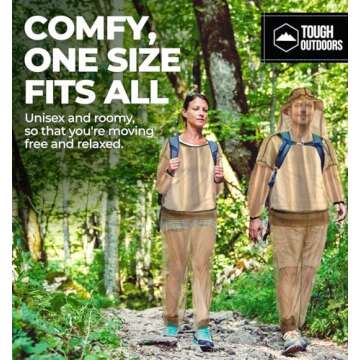 Mosquito Pants - Net Bug Pants & Mesh Bug Pants for Outdoor Protection from Bugs, Flies, Gnats, No-See-Ums & Midges - Mosquito Proof Clothing for Men & Women - w/Free Carry Pouch