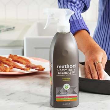Method Heavy Duty Degreaser, Lemongrass Scent, Oven Cleaner & Stove Top Cleaner, 28 Oz Spray Bottle (Pack of 1),(Packaging may vary)