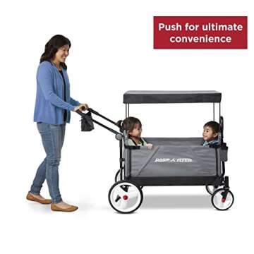 Radio Flyer City Luxe Stroll ‘N Wagon, Grey with Parent Caddy and Internal Storage Pockets, for 1+ Years