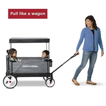 Radio Flyer City Luxe Stroll ‘N Wagon, Grey with Parent Caddy and Internal Storage Pockets, for 1+ Years