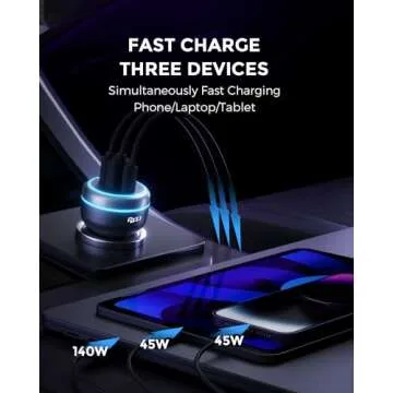 SUNDA 230W USB C Fast Car Charger with Multiple Ports