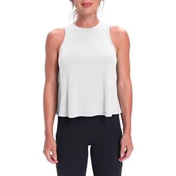 Mippo Cropped Workout Tops for Women Workout Shirts Sleeveless Tank Flowy Loose Crop High Neck Tank ...